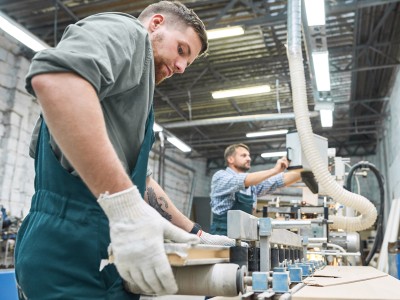 Handwerker an der Werkbank